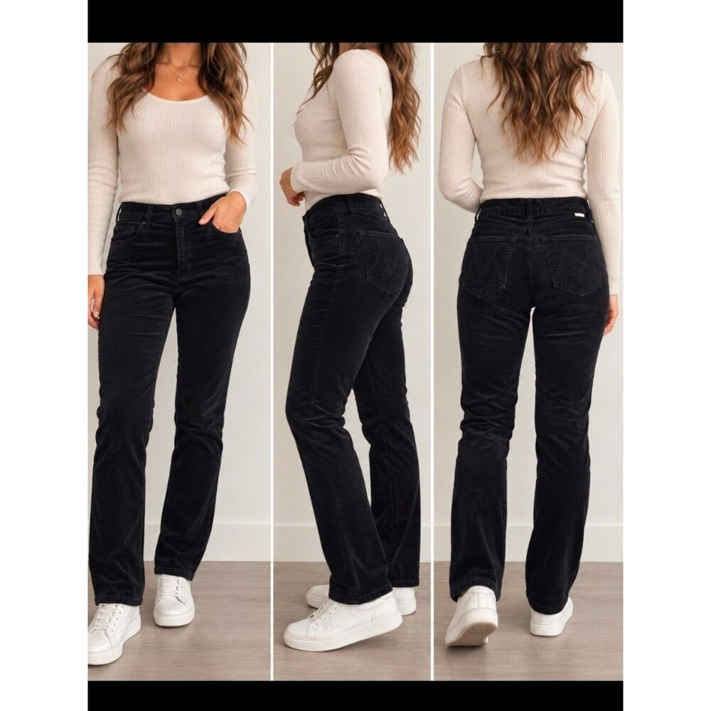 Mother The Charmer My Life As a Snow Bunny Black Velvet Pants Size 27